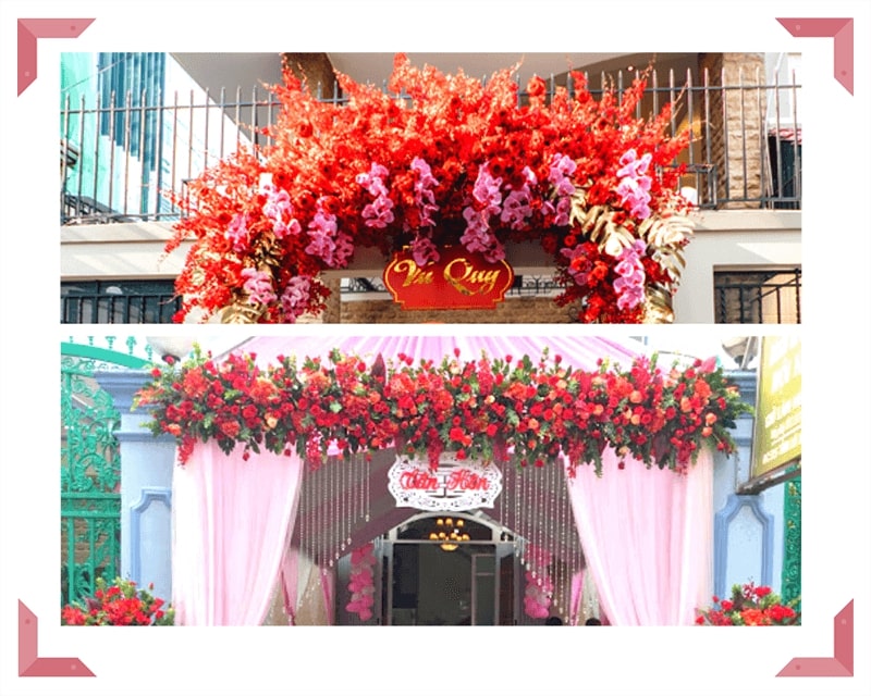 Cổng hoa cưới truyền thống đẹp vẫn rất được ưa chuộng.