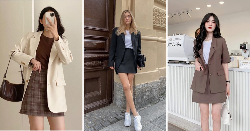 Chân váy chữ A kết hợp cùng blazer